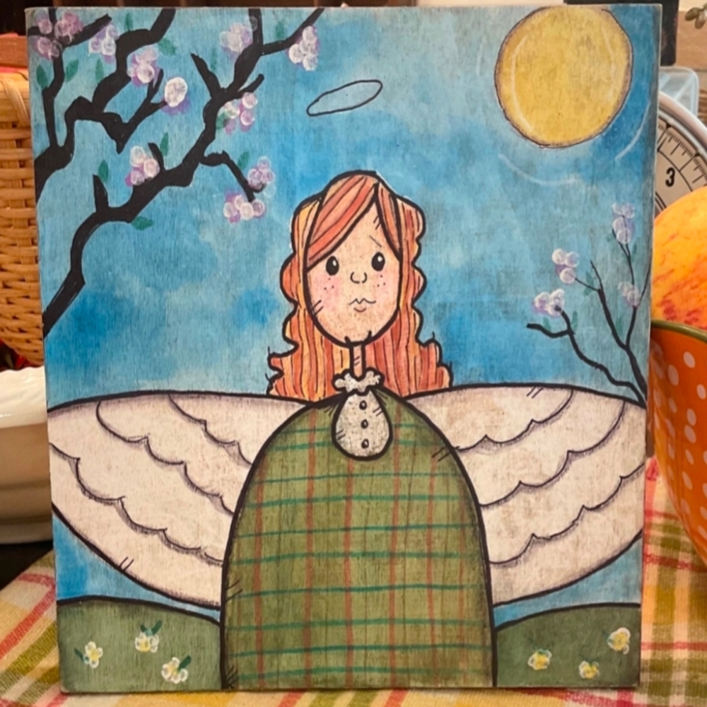 Folkart Spring Angel Hand-painted Decor - Picture 2 of 4